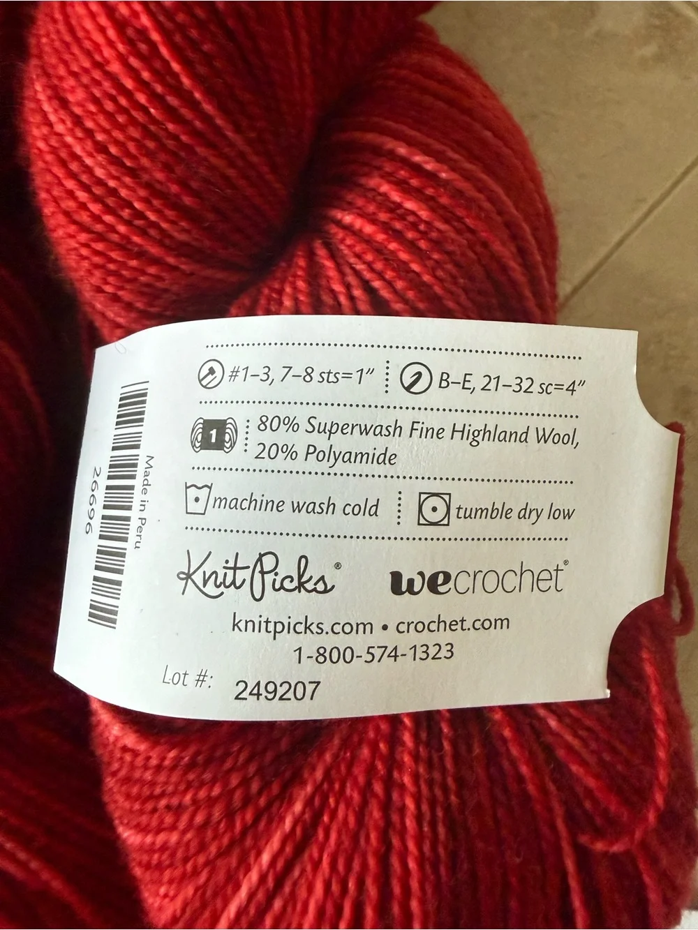 Hawthorne Fingering Weight Yarn - Vibrant Red / Picnic